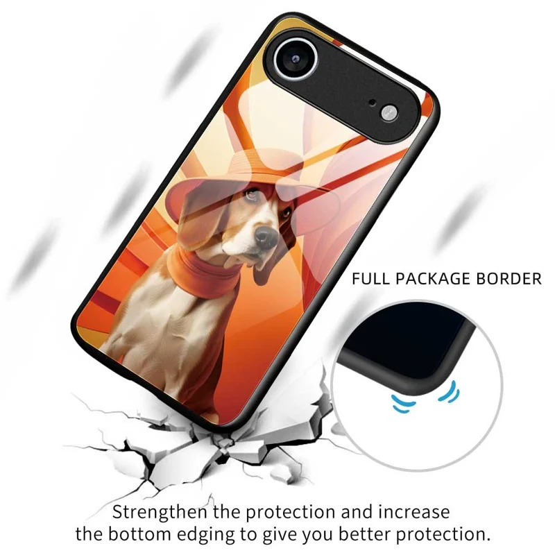 For iPhone Air Case Anti Drop PC TPU Tempered Glass Pattern Printing Phone Back Cover - B0168