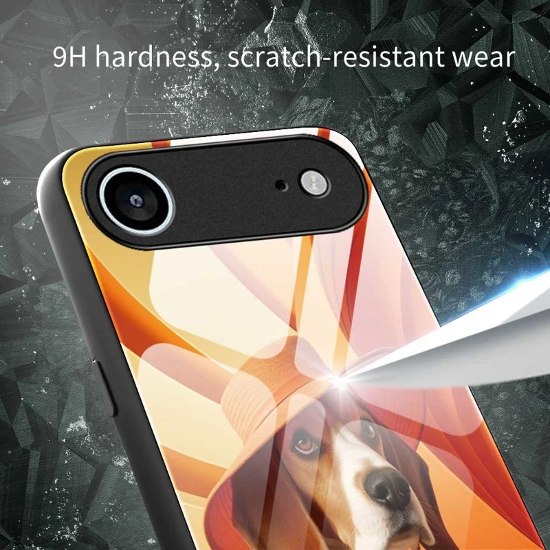 For iPhone Air Case Anti Drop PC TPU Tempered Glass Pattern Printing Phone Back Cover - B0168