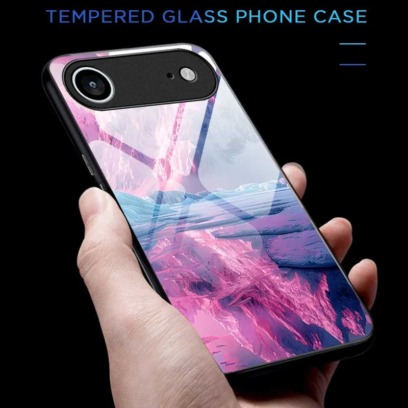 For iPhone Air Case Anti Drop PC TPU Tempered Glass Pattern Printing Phone Back Cover - B0179