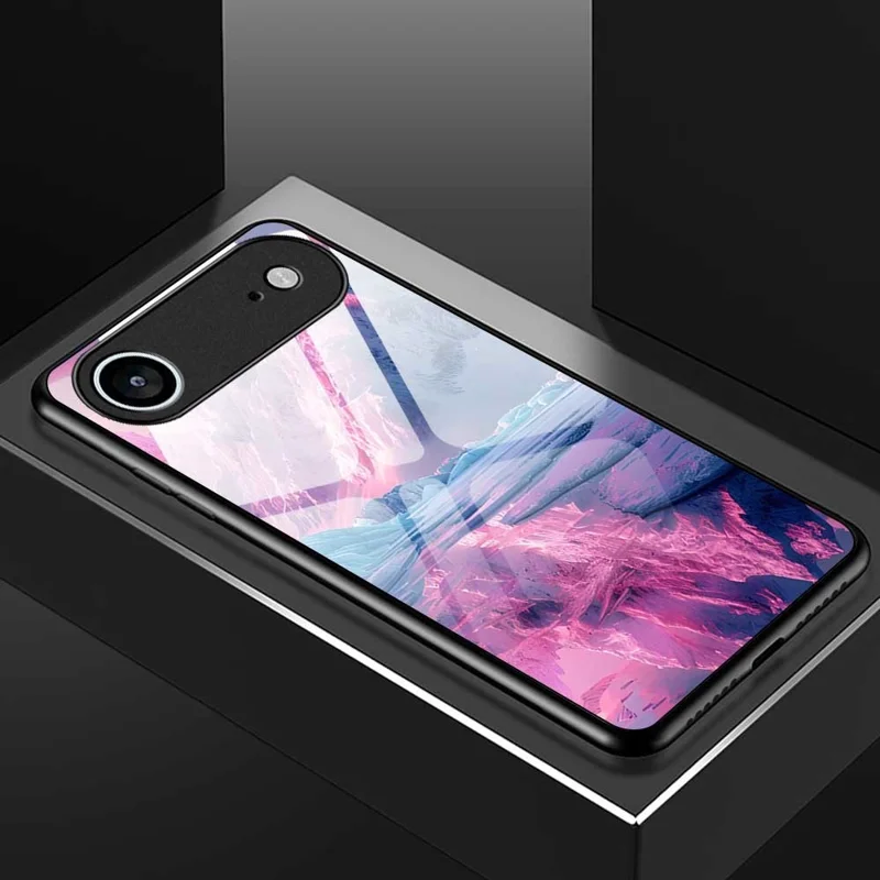 For iPhone Air Case Anti Drop PC TPU Tempered Glass Pattern Printing Phone Back Cover - B0179