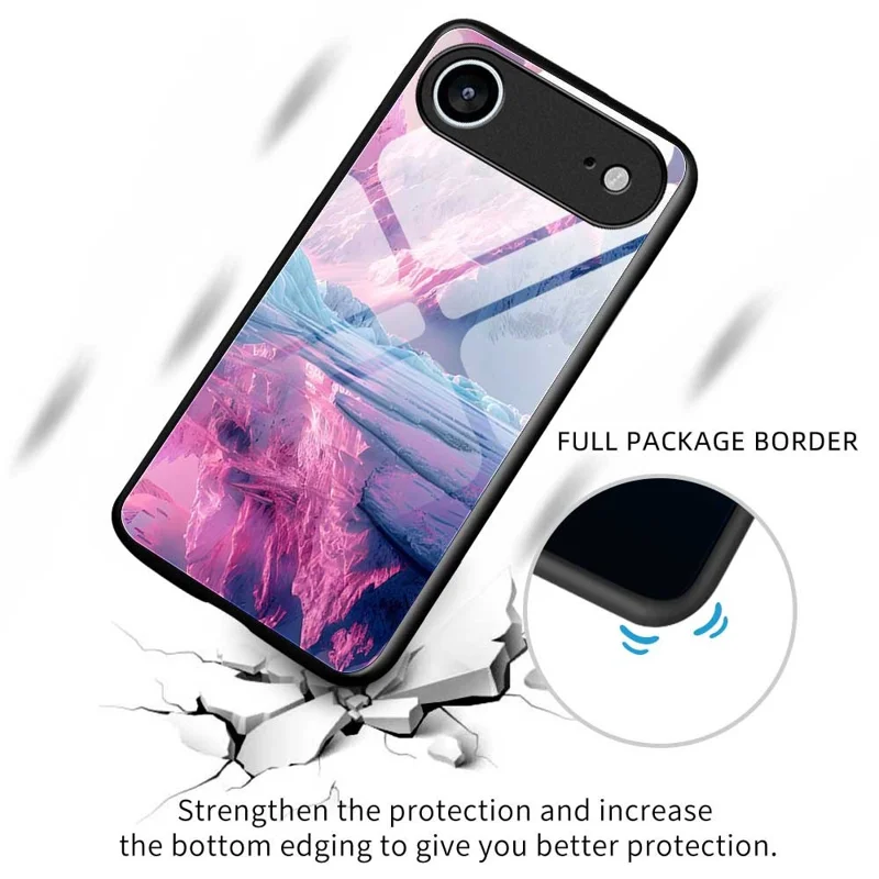 For iPhone Air Case Anti Drop PC TPU Tempered Glass Pattern Printing Phone Back Cover - B0179