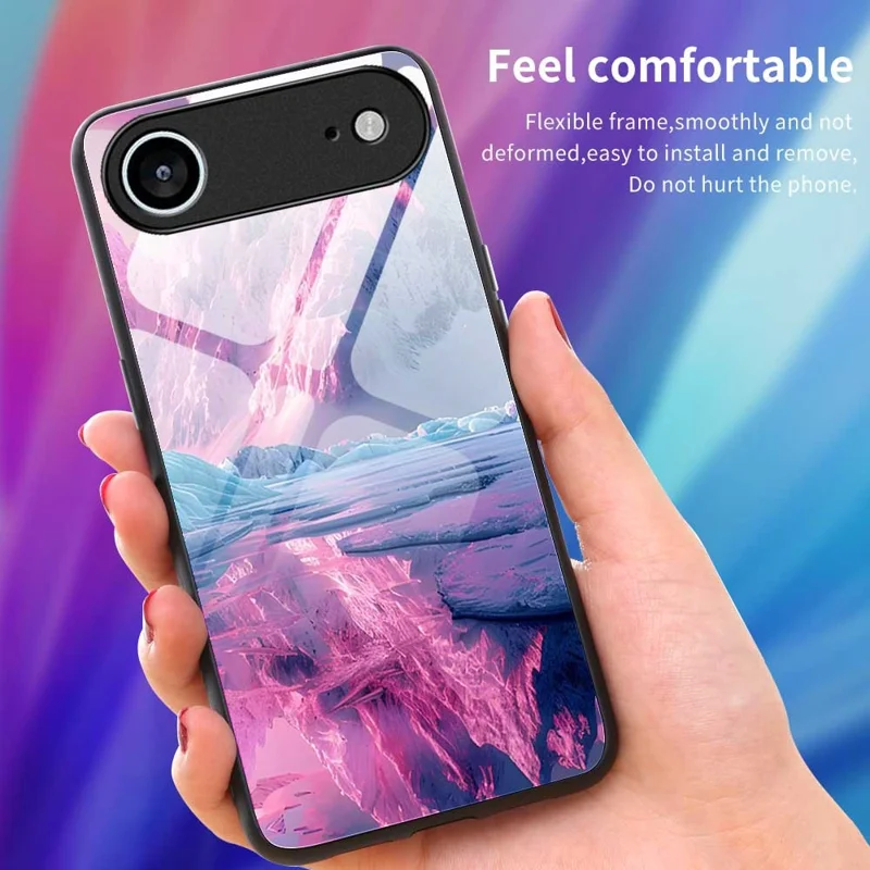 For iPhone Air Case Anti Drop PC TPU Tempered Glass Pattern Printing Phone Back Cover - B0179