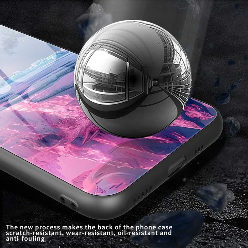 For iPhone Air Case Anti Drop PC TPU Tempered Glass Pattern Printing Phone Back Cover - B0179