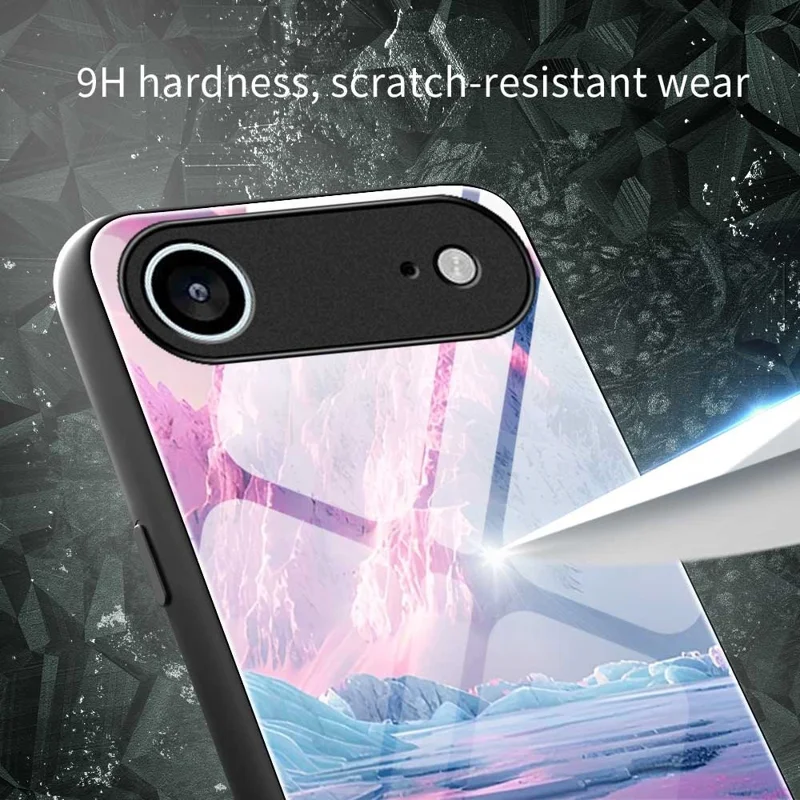 For iPhone Air Case Anti Drop PC TPU Tempered Glass Pattern Printing Phone Back Cover - B0179
