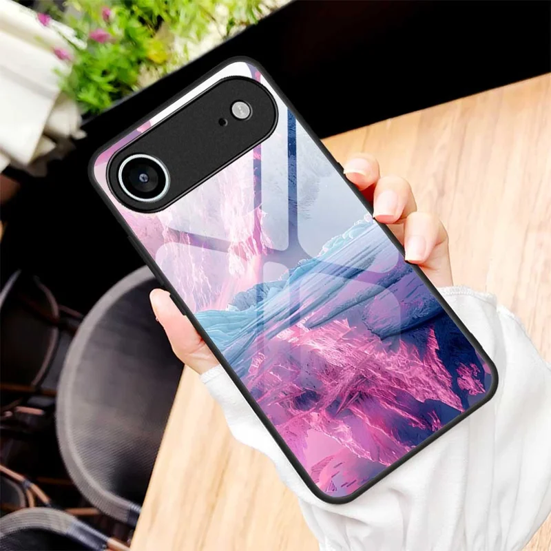 For iPhone Air Case Anti Drop PC TPU Tempered Glass Pattern Printing Phone Back Cover - B0179