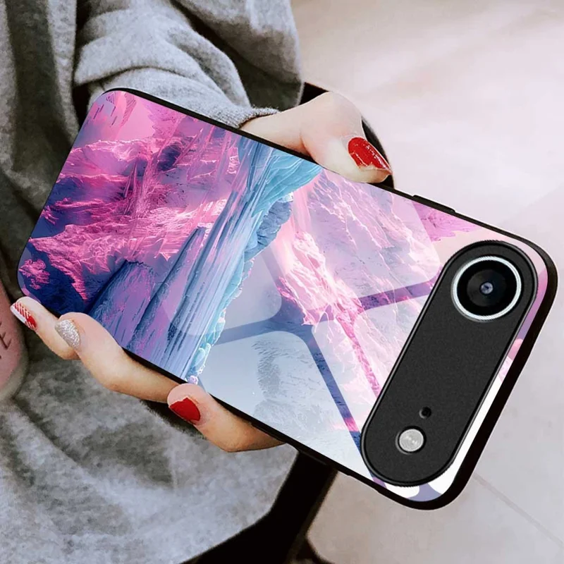 For iPhone Air Case Anti Drop PC TPU Tempered Glass Pattern Printing Phone Back Cover - B0179