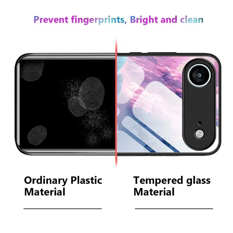For iPhone Air Case Anti Drop PC TPU Tempered Glass Pattern Printing Phone Back Cover - B0179