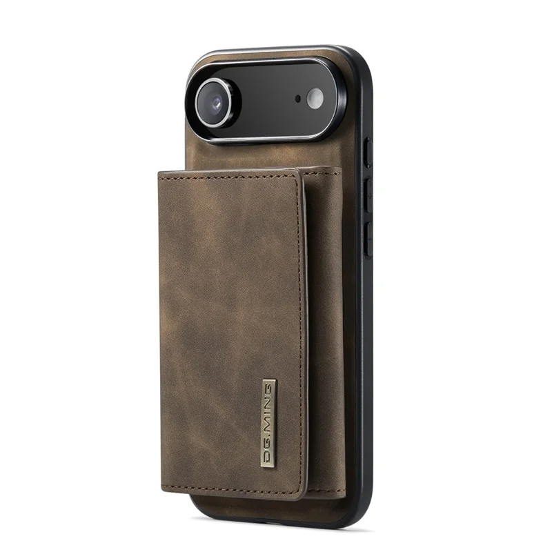 DG.MING M1 Series for iPhone Air Case Kickstand PU Phone Cover with Detachable Wallet - Coffee