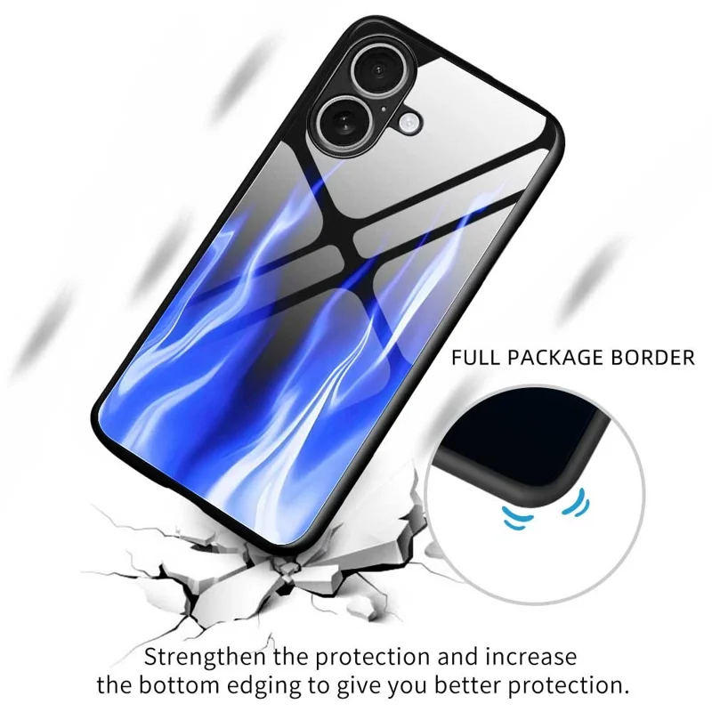 For iPhone 17 Case Anti Drop TPU PC Tempered Glass Pattern Printing Phone Back Cover - B0193