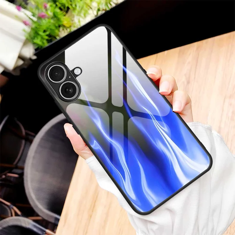 For iPhone 17 Case Anti Drop TPU PC Tempered Glass Pattern Printing Phone Back Cover - B0193