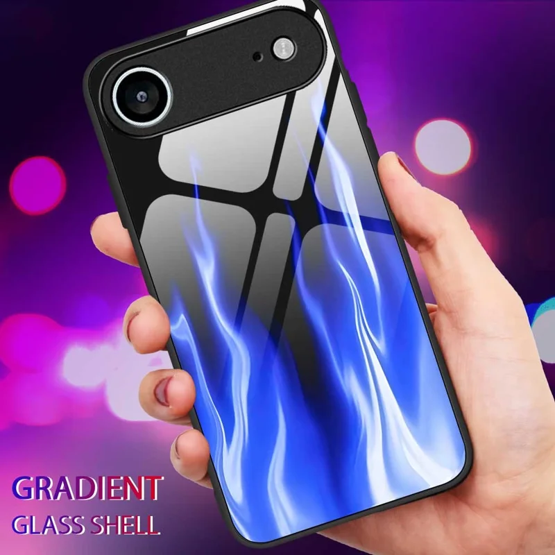 Чехол Air Case для iPhone 17 с противоударной защитой, TPU, ПК, закаленное стекло с рисунком, задняя крышка - B0193