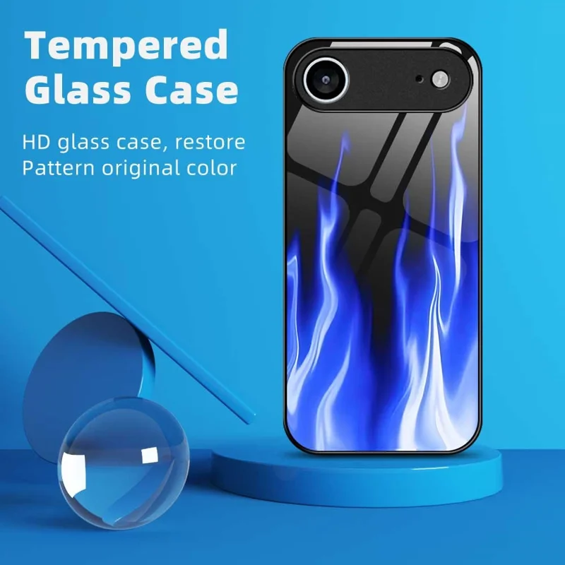 Чехол Air Case для iPhone 17 с противоударной защитой, TPU, ПК, закаленное стекло с рисунком, задняя крышка - B0193