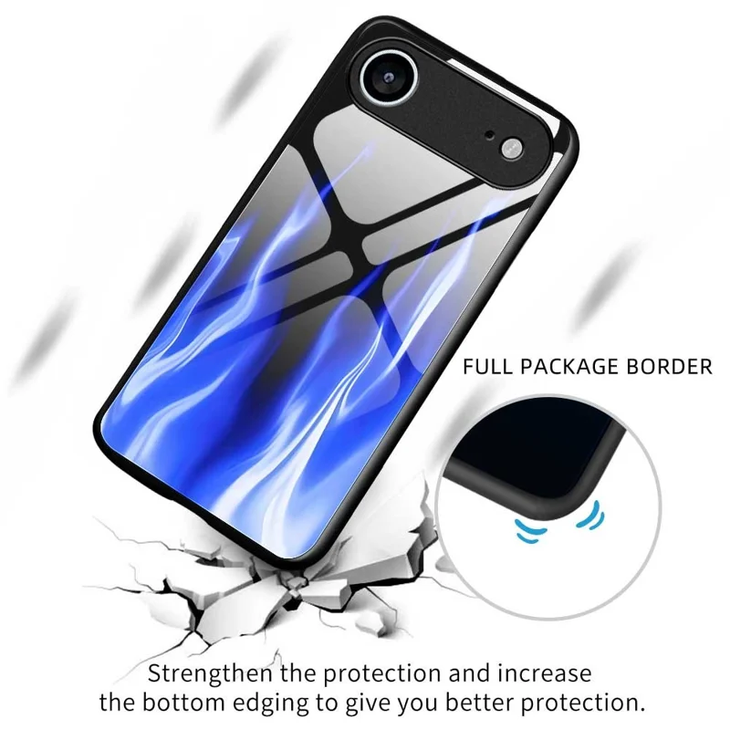 Чехол Air Case для iPhone 17 с противоударной защитой, TPU, ПК, закаленное стекло с рисунком, задняя крышка - B0193