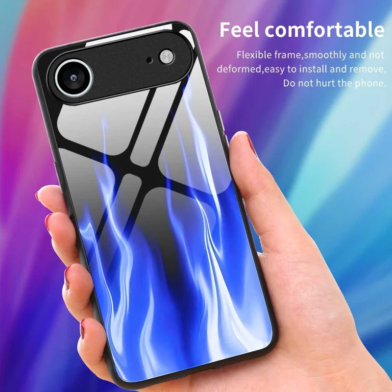 Чехол Air Case для iPhone 17 с противоударной защитой, TPU, ПК, закаленное стекло с рисунком, задняя крышка - B0193