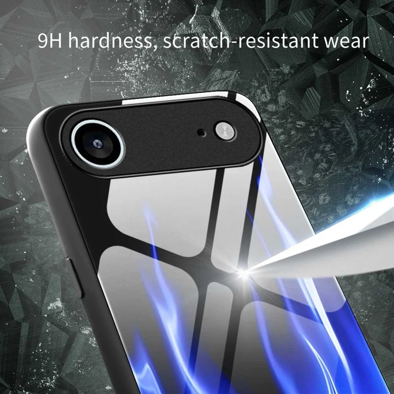 Чехол Air Case для iPhone 17 с противоударной защитой, TPU, ПК, закаленное стекло с рисунком, задняя крышка - B0193