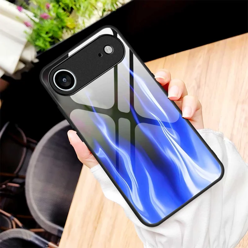 Чехол Air Case для iPhone 17 с противоударной защитой, TPU, ПК, закаленное стекло с рисунком, задняя крышка - B0193