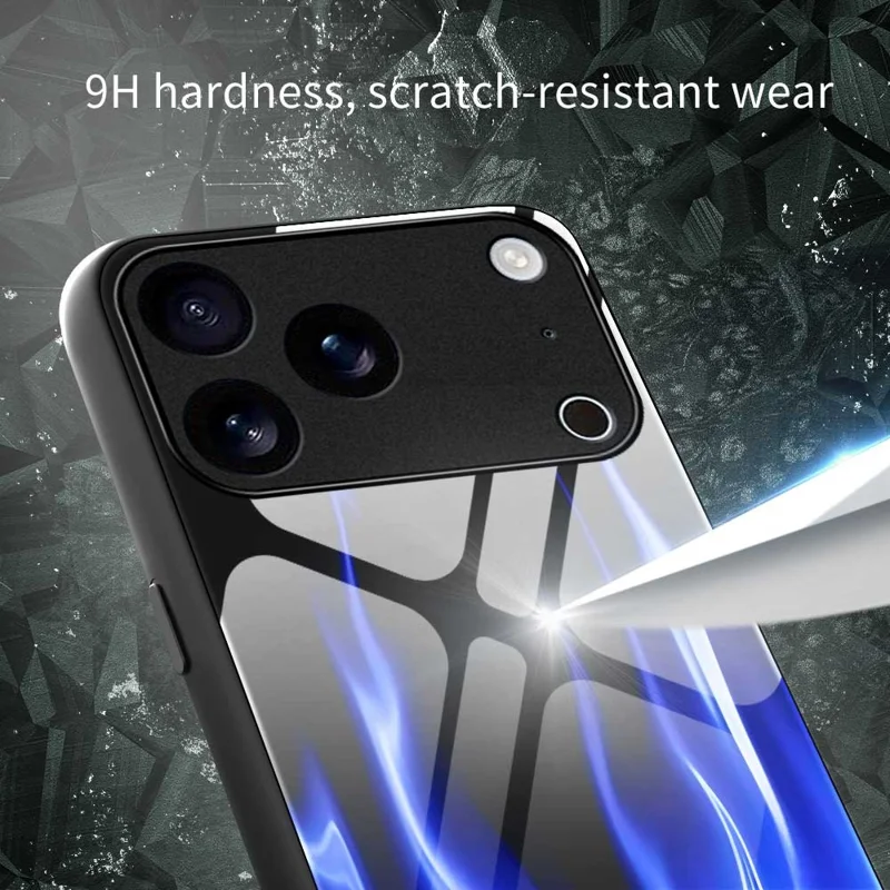 For iPhone 17 Pro Case Anti Drop TPU PC Tempered Glass Pattern Printing Phone Back Cover - B0193