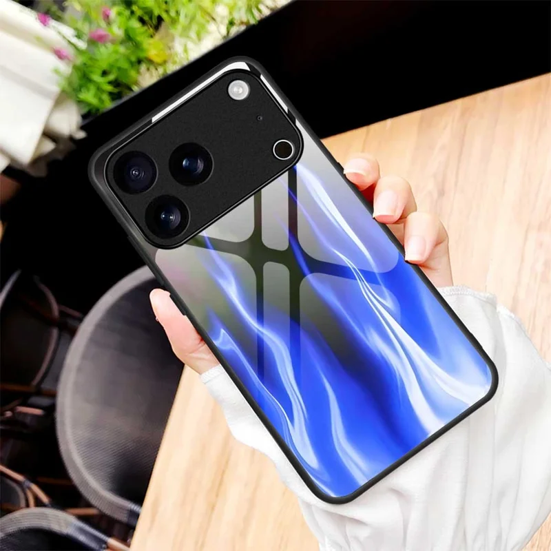 For iPhone 17 Pro Case Anti Drop TPU PC Tempered Glass Pattern Printing Phone Back Cover - B0193