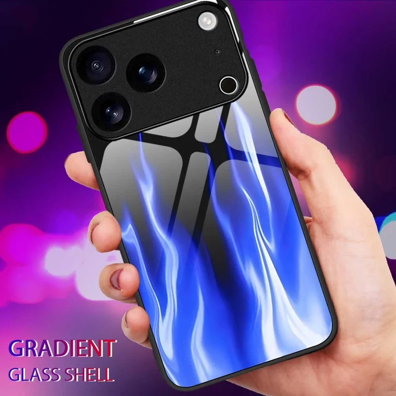 For iPhone 17 Pro Max Case Anti Drop TPU PC Tempered Glass Pattern Printing Phone Back Cover - B0193