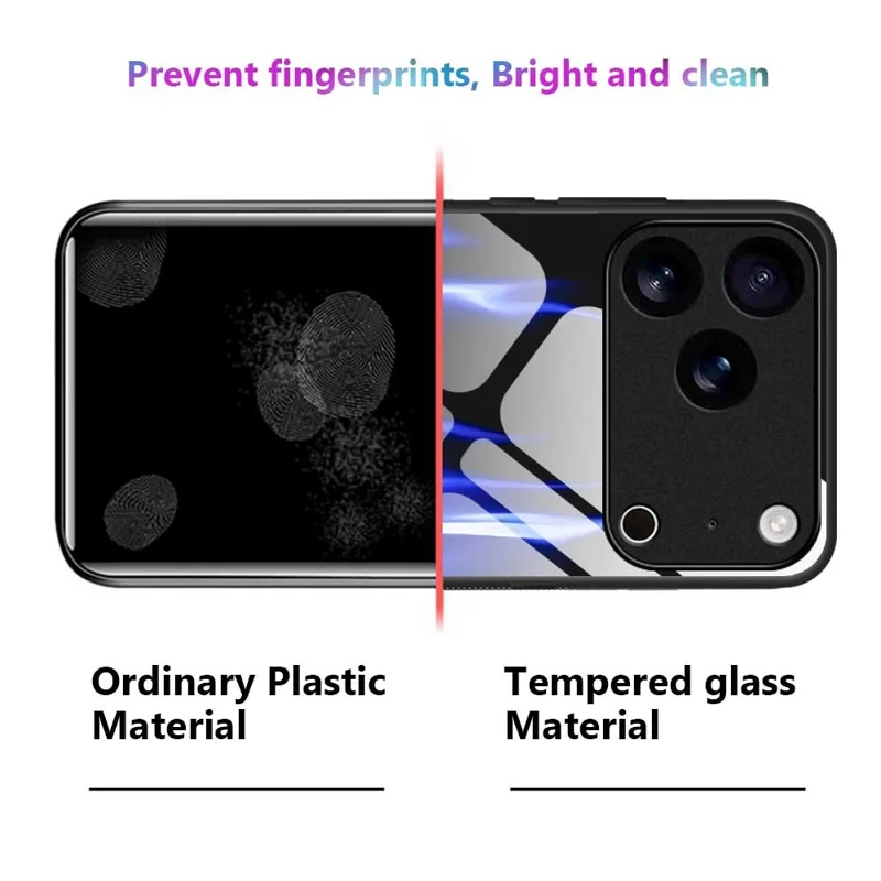 For iPhone 17 Pro Max Case Anti Drop TPU PC Tempered Glass Pattern Printing Phone Back Cover - B0193