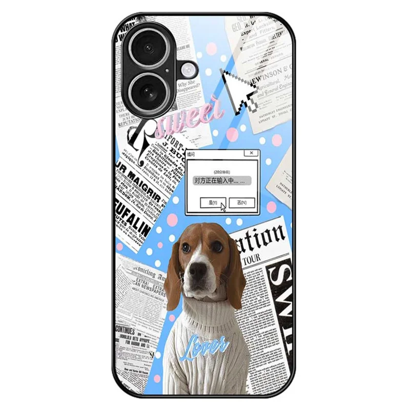 For iPhone 17 Case TPU PC Tempered Glass Pattern Printing Anti Drop Phone Back Cover - B0228