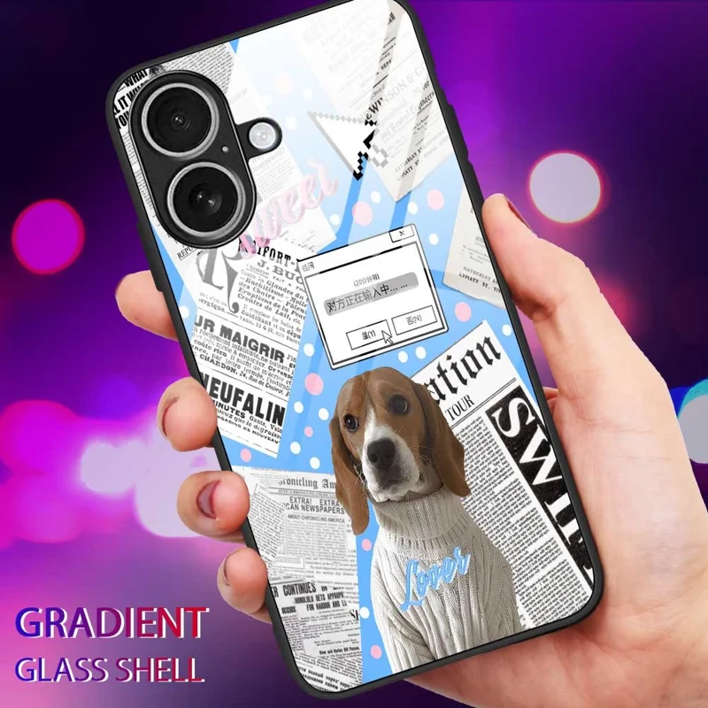 For iPhone 17 Case TPU PC Tempered Glass Pattern Printing Anti Drop Phone Back Cover - B0228