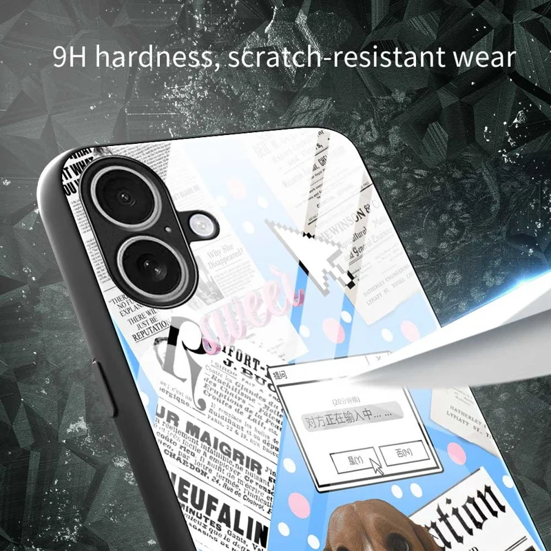 For iPhone 17 Case TPU PC Tempered Glass Pattern Printing Anti Drop Phone Back Cover - B0228