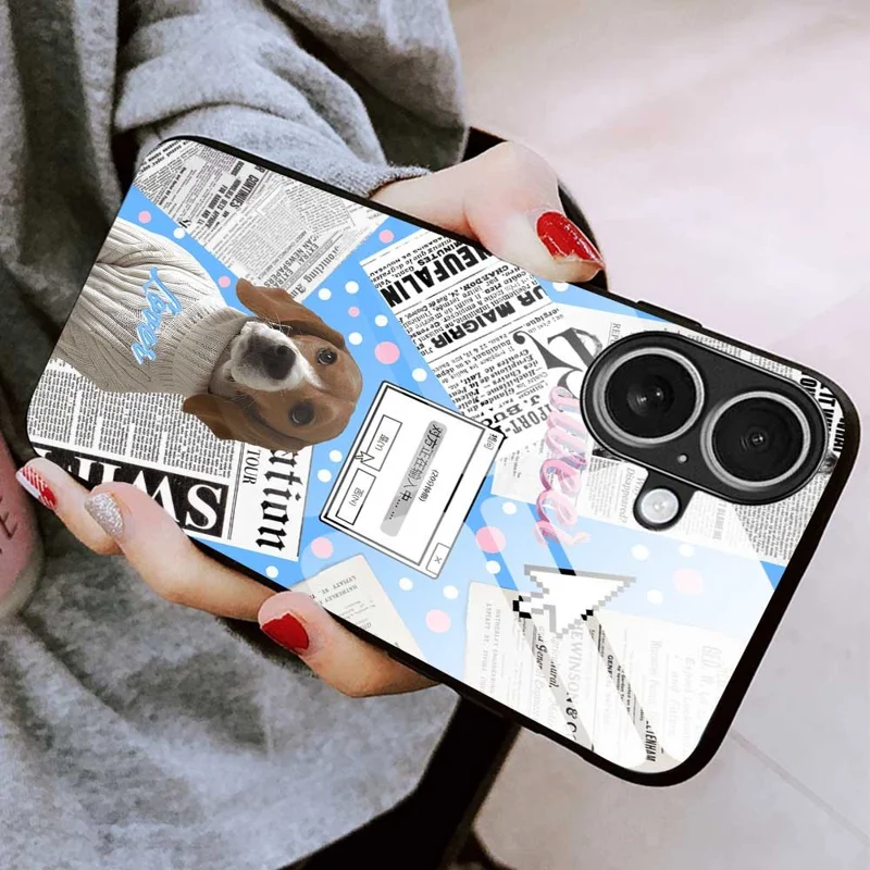 For iPhone 17 Case TPU PC Tempered Glass Pattern Printing Anti Drop Phone Back Cover - B0228