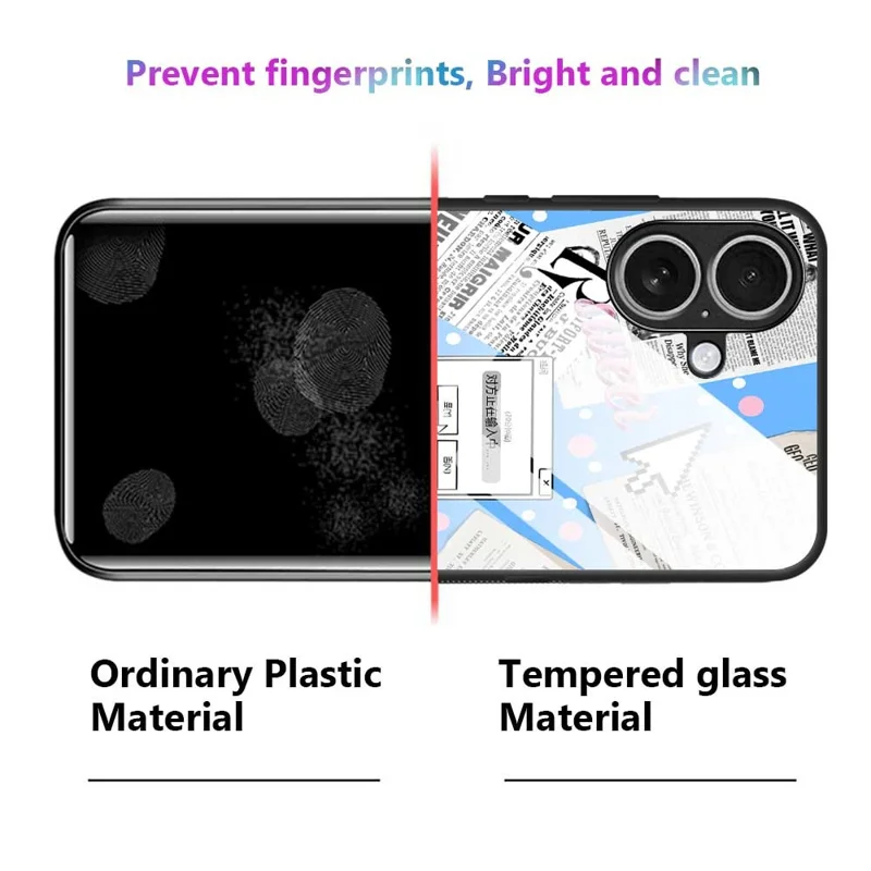 For iPhone 17 Case TPU PC Tempered Glass Pattern Printing Anti Drop Phone Back Cover - B0228
