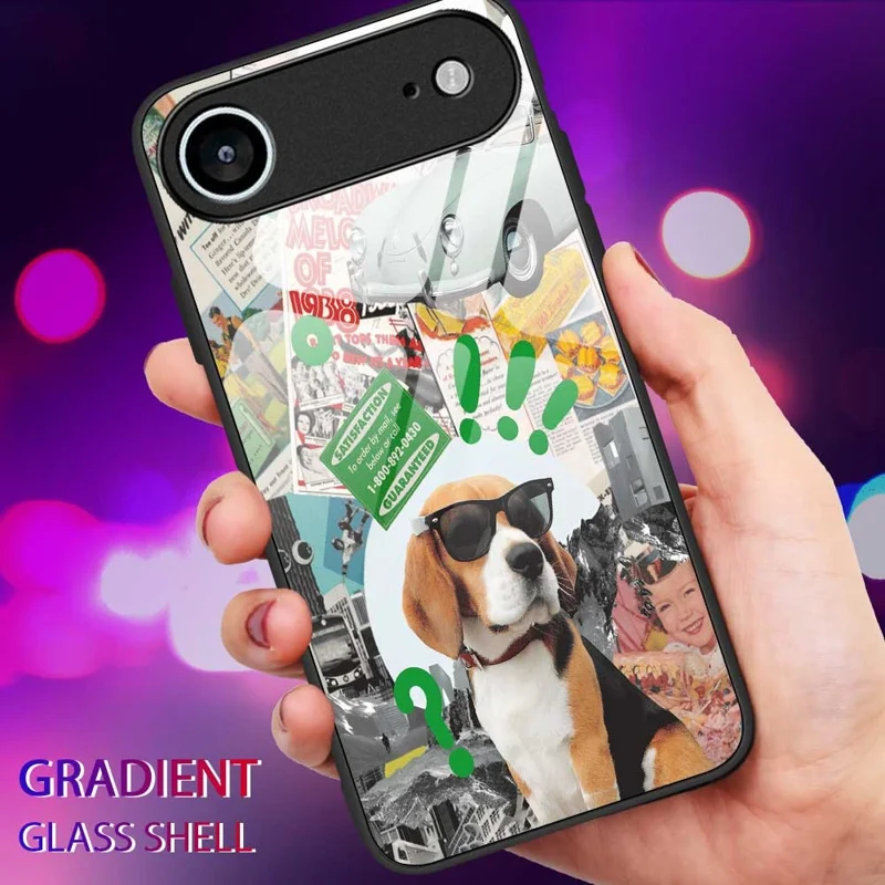 For iPhone Air Case TPU PC Tempered Glass Pattern Printing Anti Drop Phone Back Cover - B0229
