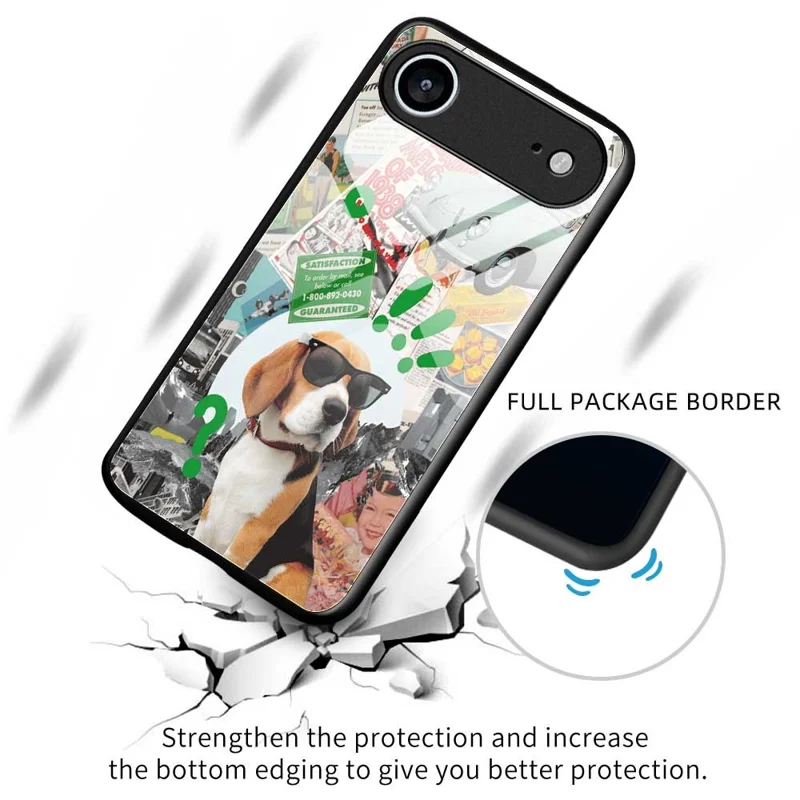 For iPhone Air Case TPU PC Tempered Glass Pattern Printing Anti Drop Phone Back Cover - B0229