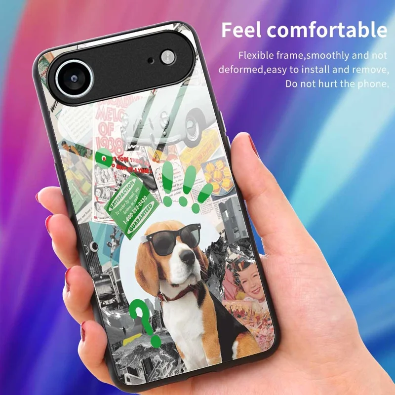 For iPhone Air Case TPU PC Tempered Glass Pattern Printing Anti Drop Phone Back Cover - B0229