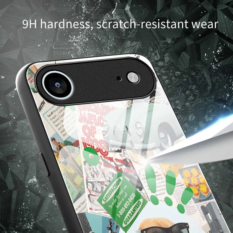 For iPhone Air Case TPU PC Tempered Glass Pattern Printing Anti Drop Phone Back Cover - B0229