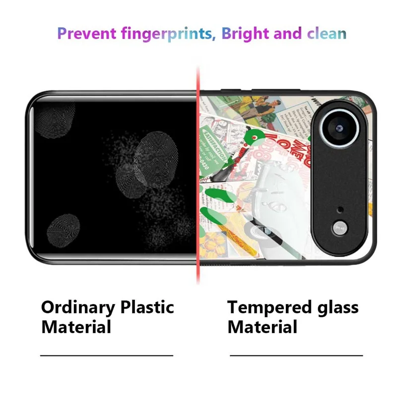 For iPhone Air Case TPU PC Tempered Glass Pattern Printing Anti Drop Phone Back Cover - B0229