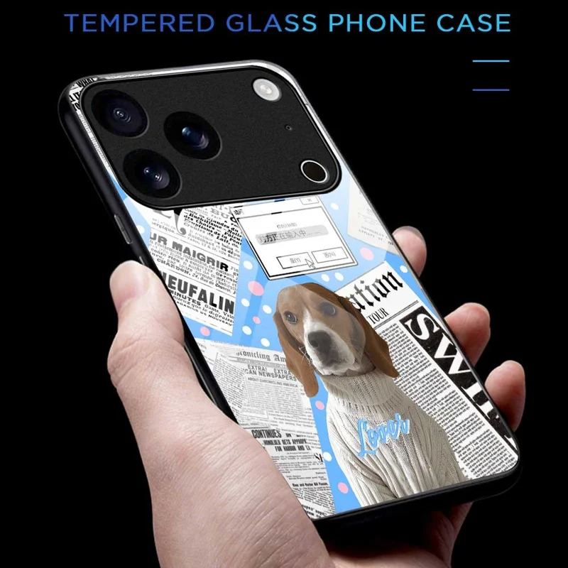 For iPhone 17 Pro Case TPU PC Tempered Glass Pattern Printing Anti Drop Phone Back Cover - B0228
