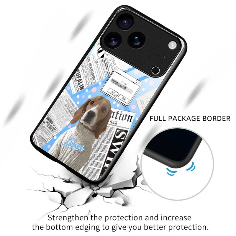 For iPhone 17 Pro Case TPU PC Tempered Glass Pattern Printing Anti Drop Phone Back Cover - B0228