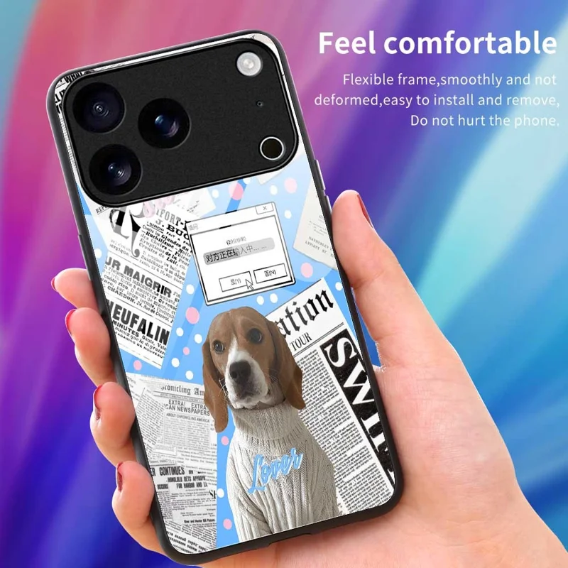 For iPhone 17 Pro Case TPU PC Tempered Glass Pattern Printing Anti Drop Phone Back Cover - B0228