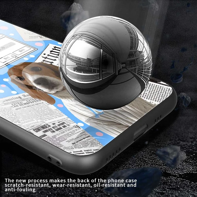 For iPhone 17 Pro Case TPU PC Tempered Glass Pattern Printing Anti Drop Phone Back Cover - B0228