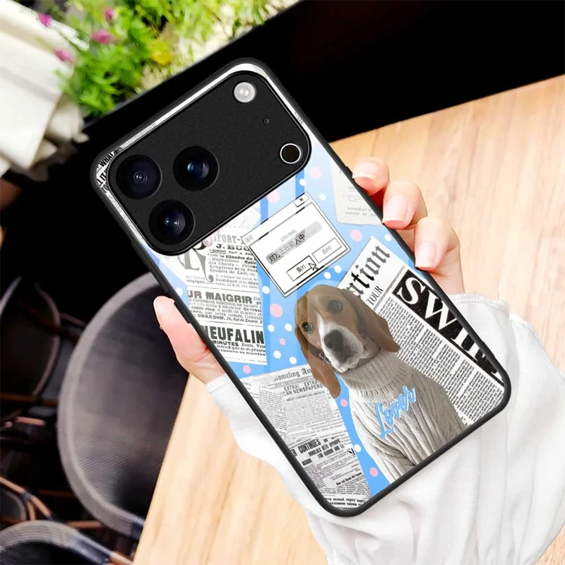 For iPhone 17 Pro Case TPU PC Tempered Glass Pattern Printing Anti Drop Phone Back Cover - B0228