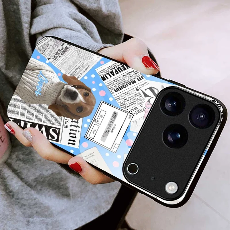 For iPhone 17 Pro Case TPU PC Tempered Glass Pattern Printing Anti Drop Phone Back Cover - B0228
