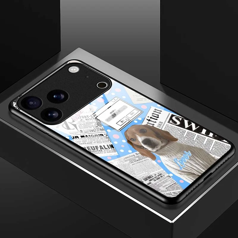 For iPhone 17 Pro Max Case TPU PC Tempered Glass Pattern Printing Anti Drop Phone Back Cover - B0228