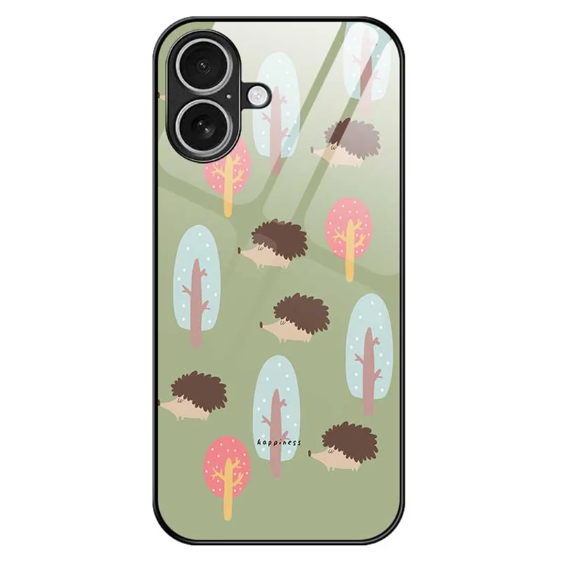 For iPhone 17 Case PC TPU Tempered Glass Pattern Printing Anti Drop Phone Back Cover - B0243