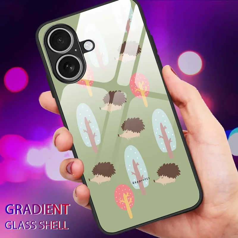 For iPhone 17 Case PC TPU Tempered Glass Pattern Printing Anti Drop Phone Back Cover - B0243