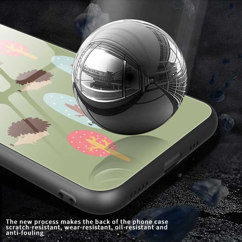 For iPhone 17 Case PC TPU Tempered Glass Pattern Printing Anti Drop Phone Back Cover - B0243