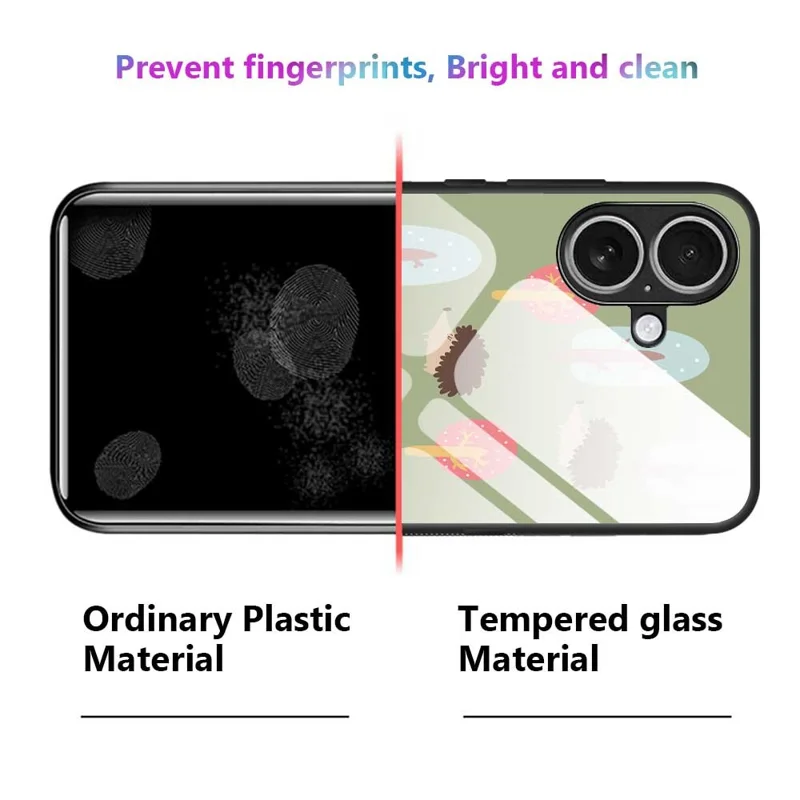 For iPhone 17 Case PC TPU Tempered Glass Pattern Printing Anti Drop Phone Back Cover - B0243