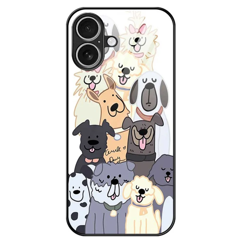 For iPhone 17 Case PC TPU Tempered Glass Pattern Printing Anti Drop Phone Back Cover - B0266
