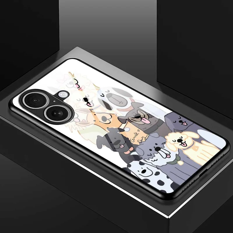 For iPhone 17 Case PC TPU Tempered Glass Pattern Printing Anti Drop Phone Back Cover - B0266