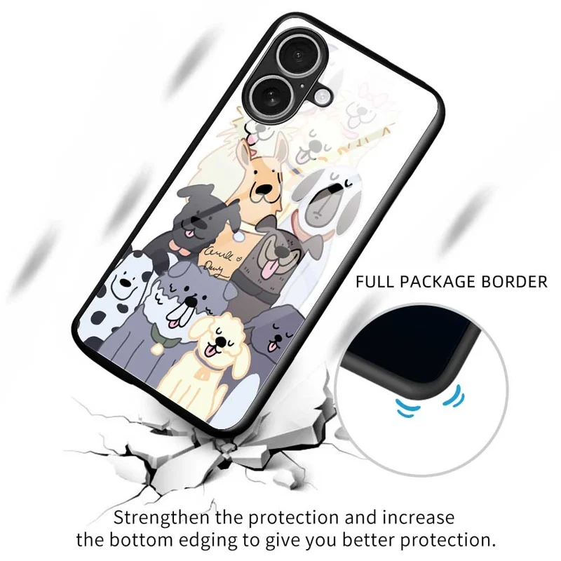For iPhone 17 Case PC TPU Tempered Glass Pattern Printing Anti Drop Phone Back Cover - B0266