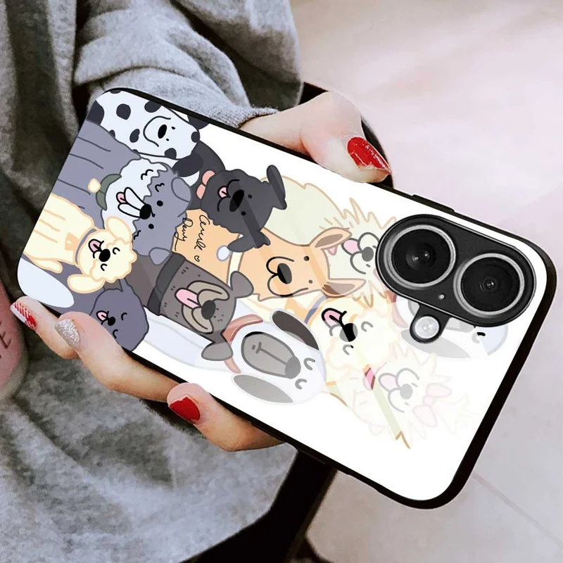 For iPhone 17 Case PC TPU Tempered Glass Pattern Printing Anti Drop Phone Back Cover - B0266
