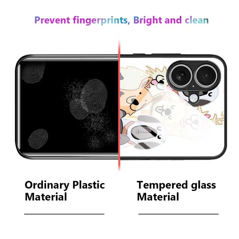 For iPhone 17 Case PC TPU Tempered Glass Pattern Printing Anti Drop Phone Back Cover - B0266